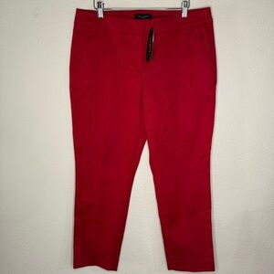 NWT Talbots Signature Pants Red Jacquard Straight Leg Front Zip Women’s Size 12P